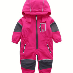 Girls Softshell Outdoor Ski Suit Hooded Warm Fleece Lined Jumpsuit