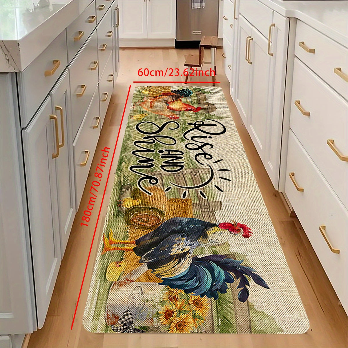 Vintage Chicken Print Mat Anti-slip Kitchen Rug