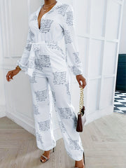 Wide Leg Jumpsuit Long Sleeve Women's Clothing