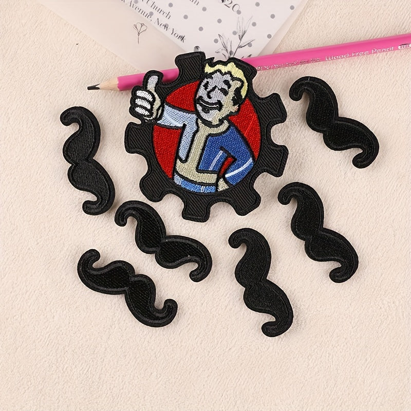 7pcs Beard Embroidery DIY Patch Creative Accessories for Clothes Backpack Hat