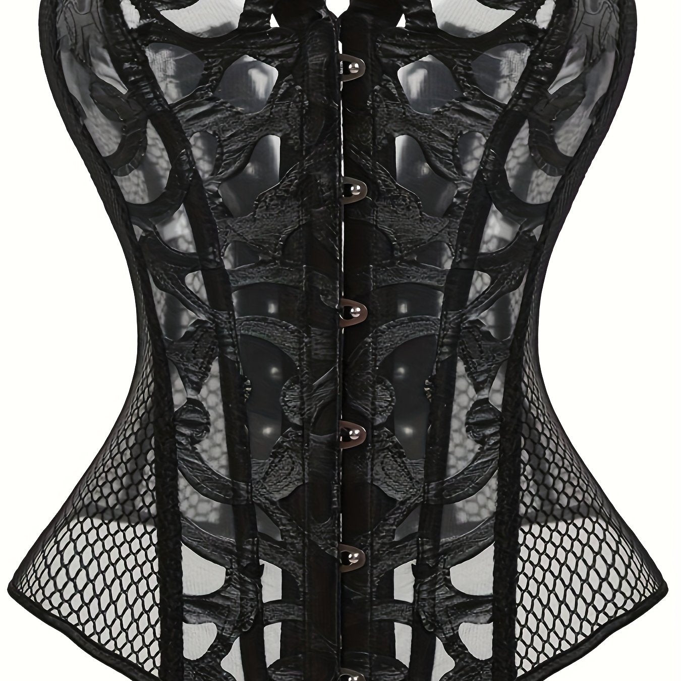 Mesh Strapless Corset Bustier Tummy Control Lace Up Body Shaper
