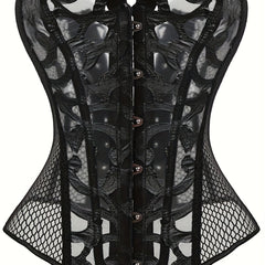 Mesh Strapless Corset Bustier Tummy Control Lace Up Body Shaper