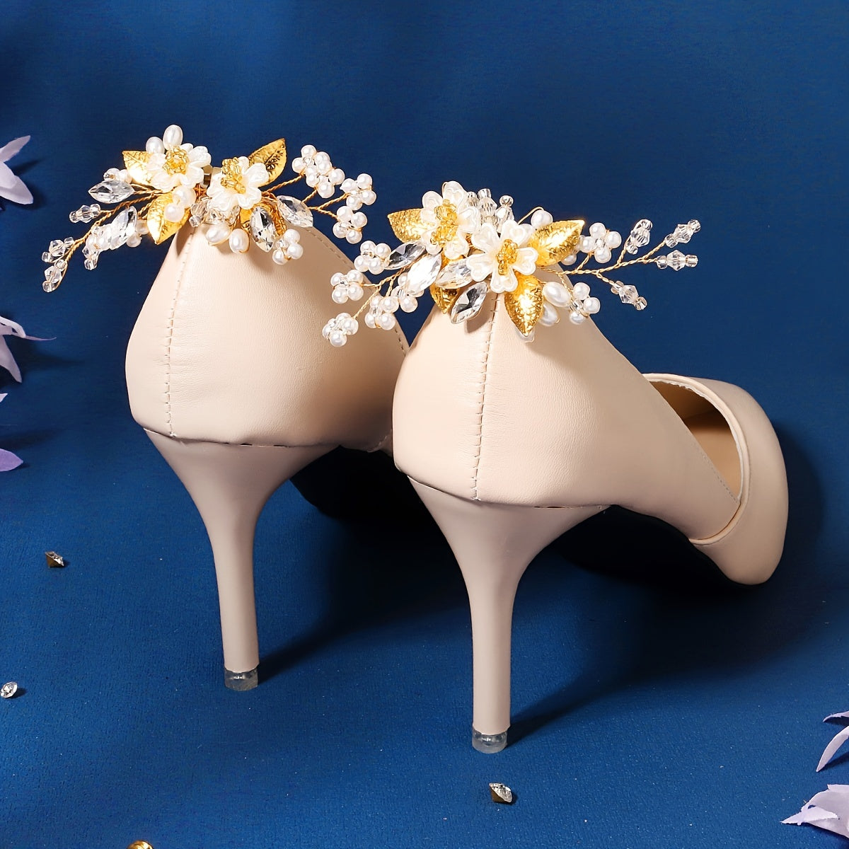 Crystal Faux Pearl Shoe Clips for Wedding Bride 1 Pair