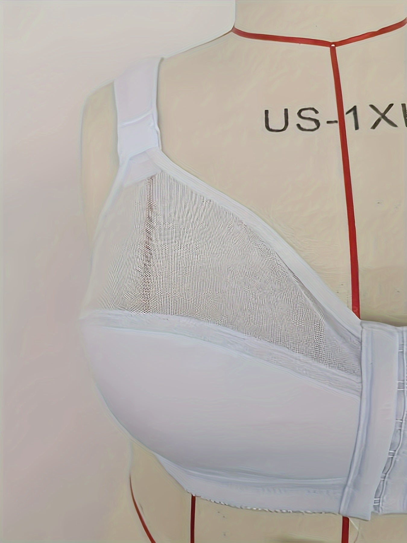 Plus Size Bra Women's Plus Contrast Mesh Closure Front Wireless Full Coverage