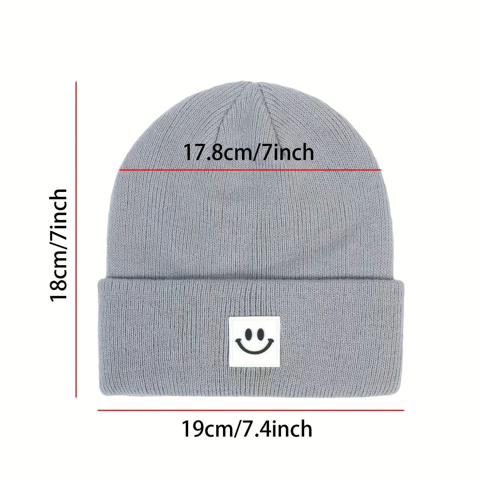 Winter Knit Hat with Smiley Face Pattern & Hood for Kids