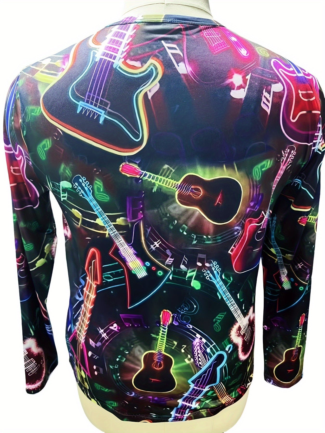 3D Print Guitar Men's Long Sleeve T-shirt for Autumn