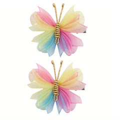 2pcs Cartoon Mesh Butterfly Hair Clips for Baby Girls