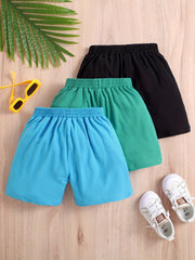 3pcs Smiling & A GOOD Letter Print Boys Comfortable Shorts