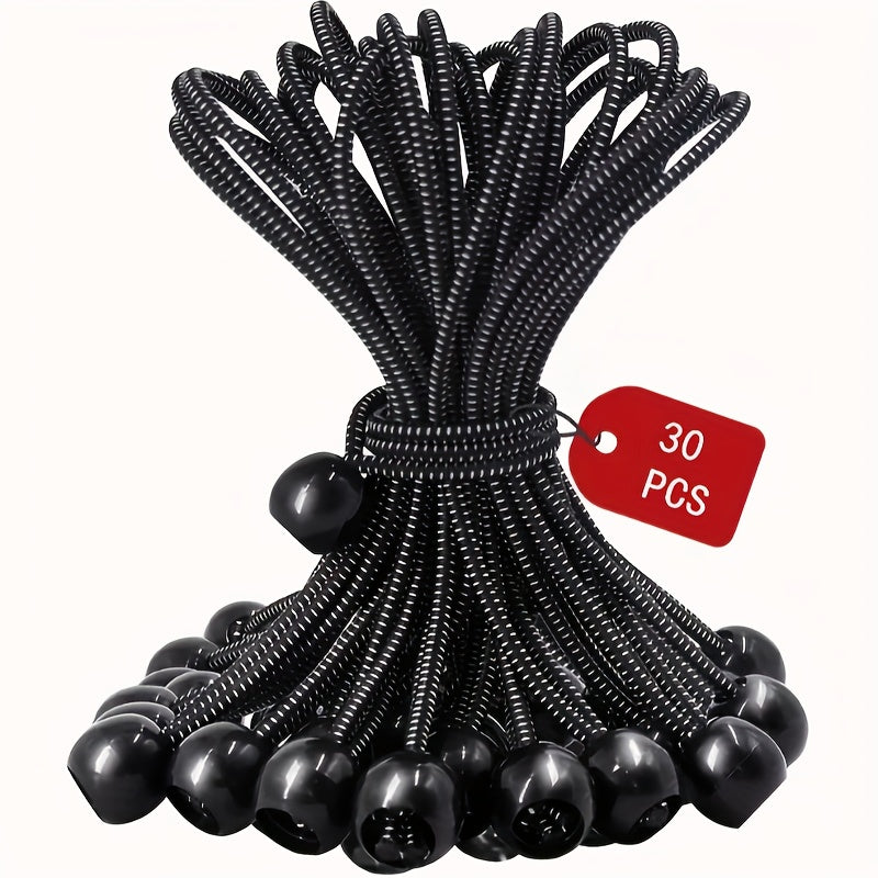 30pcs Elastic Rope w/ Ball for Camping Tent Storage Bungee Balls Fixed Rope