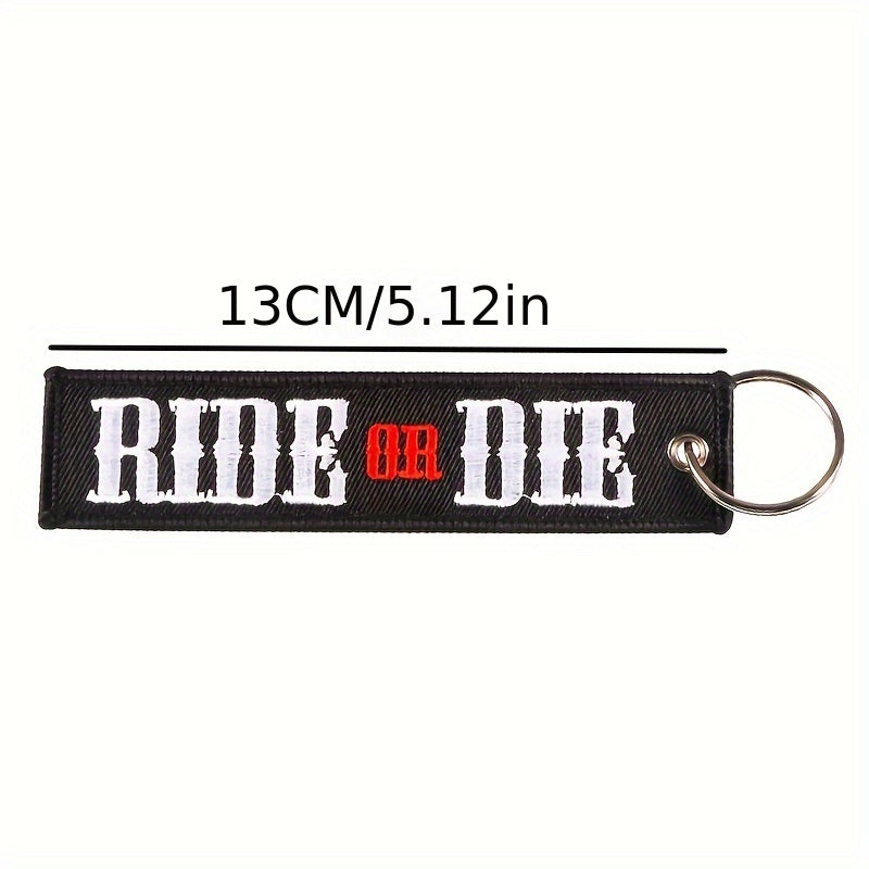 RIDE OR DIE Embroidered Keychain Ornament