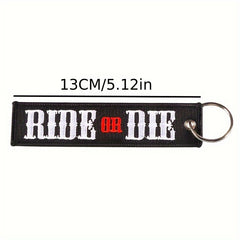 RIDE OR DIE Embroidered Keychain Ornament