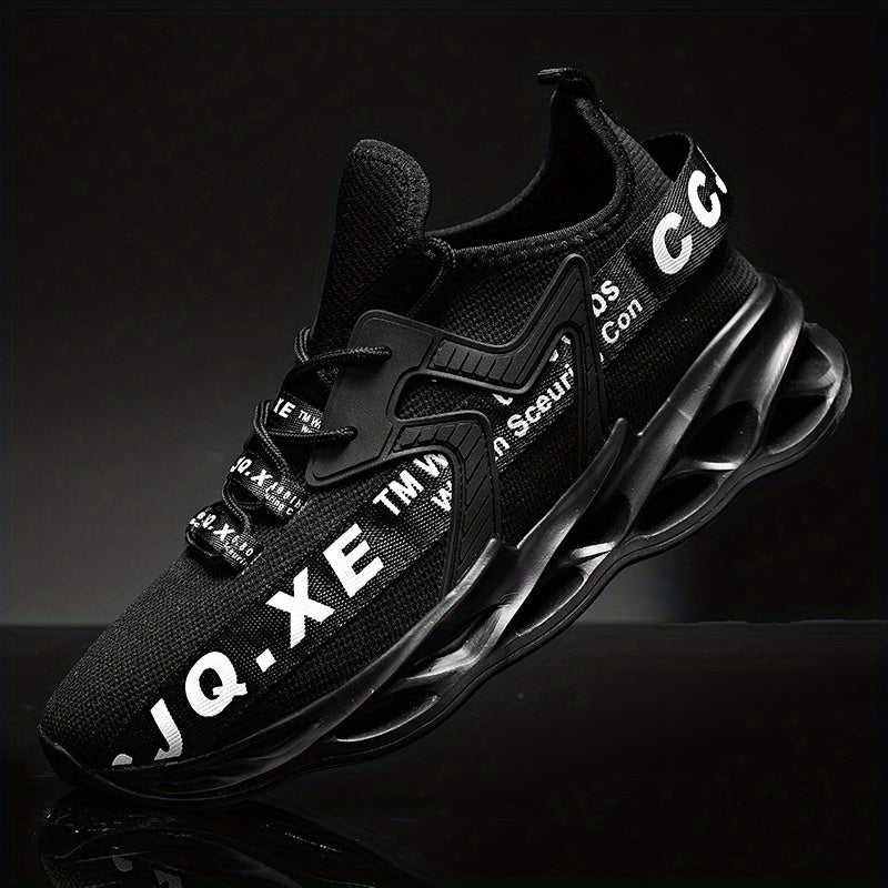 Men's Knitted Blade Sneakers Lace Up Breathable Casual Walking Shoes