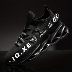 Men's Knitted Blade Sneakers Lace Up Breathable Casual Walking Shoes
