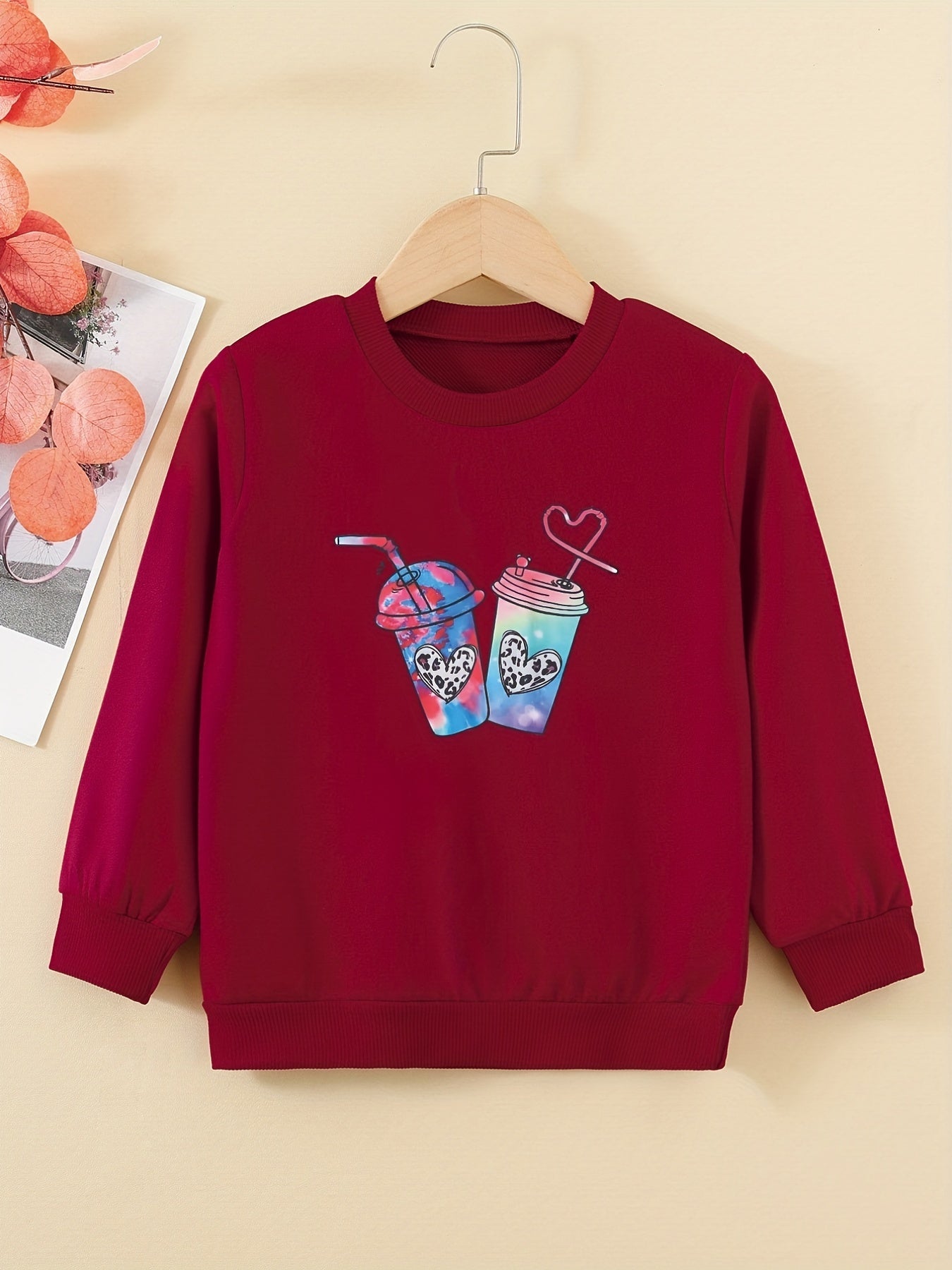 Tie Dye Graphic Sweatshirt for Girls Round Neck Pullover Tops