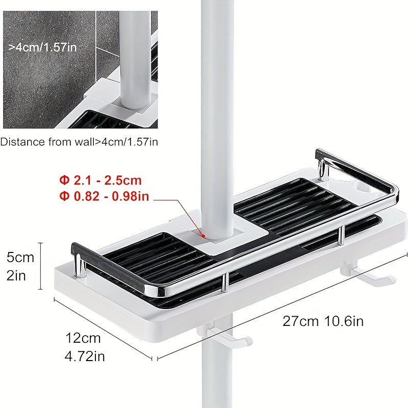 Shower Rack No Drilling Bathroom Storage Box Soap Shampoo Towel 21mm 25mm Rod