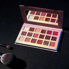 18 Colors Desert Eyeshadow Palette Satin Metallic Texture Brown Red