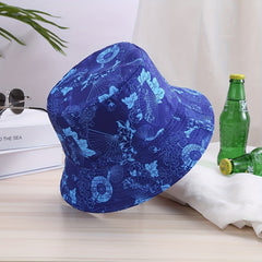 Double Sided Fan Print Bucket Hat for Men Women