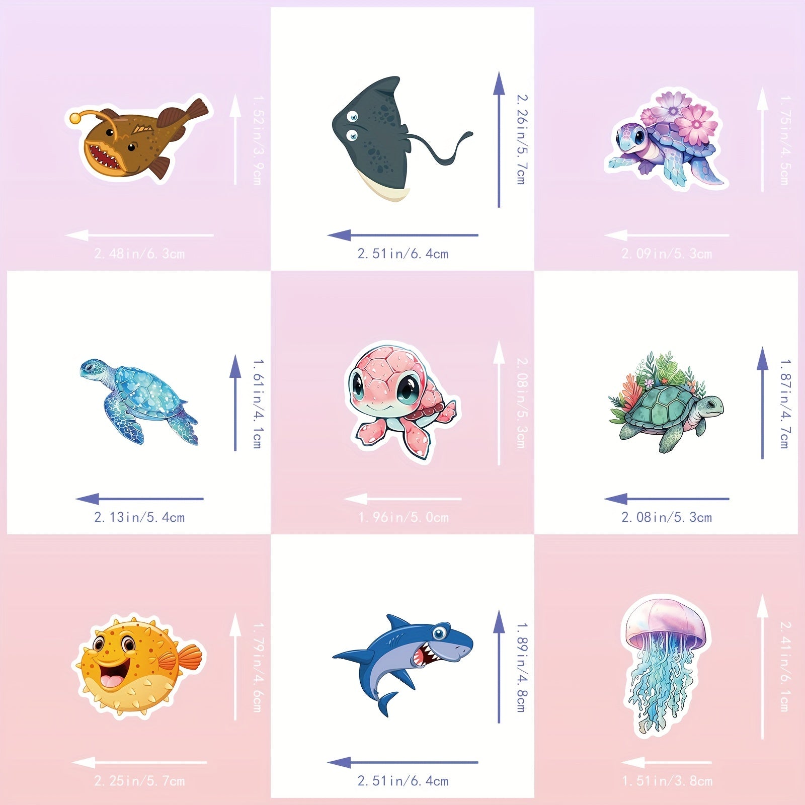 100pcs Sea Turtle Stickers Cartoon Decoration Waterproof Vinyl Stickers