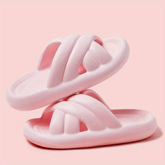 Cross Strap Slides Soft Sole Slip On Pillow Slides Comfortable Bathroom Shoes