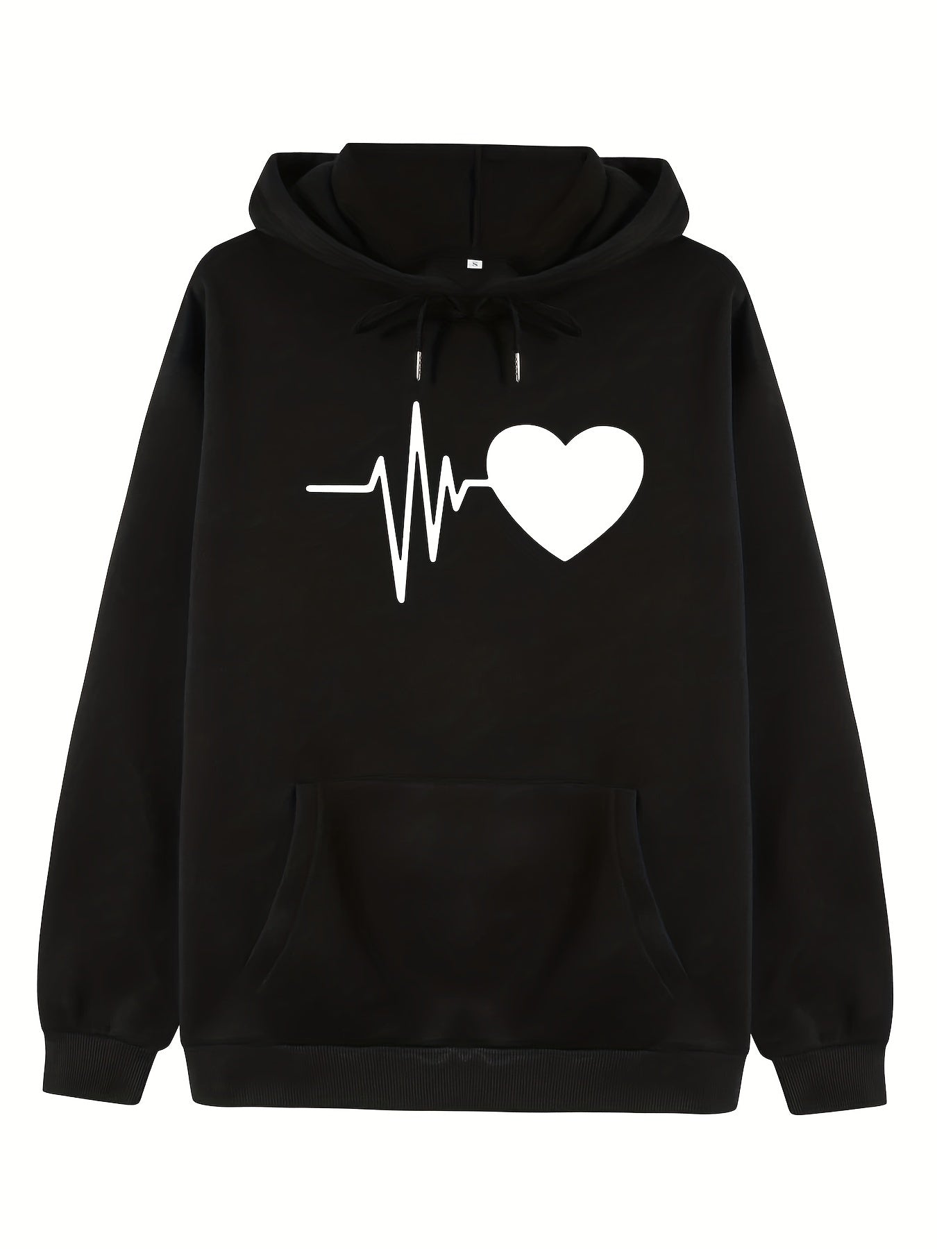 Heart Print Hoodies Casual Drawstring Long Sleeve Sweatshirt