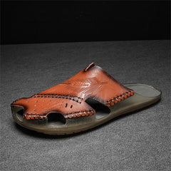 SENBURNY Cowhide Leather Slippers Men's Slip On Sandals Chappal