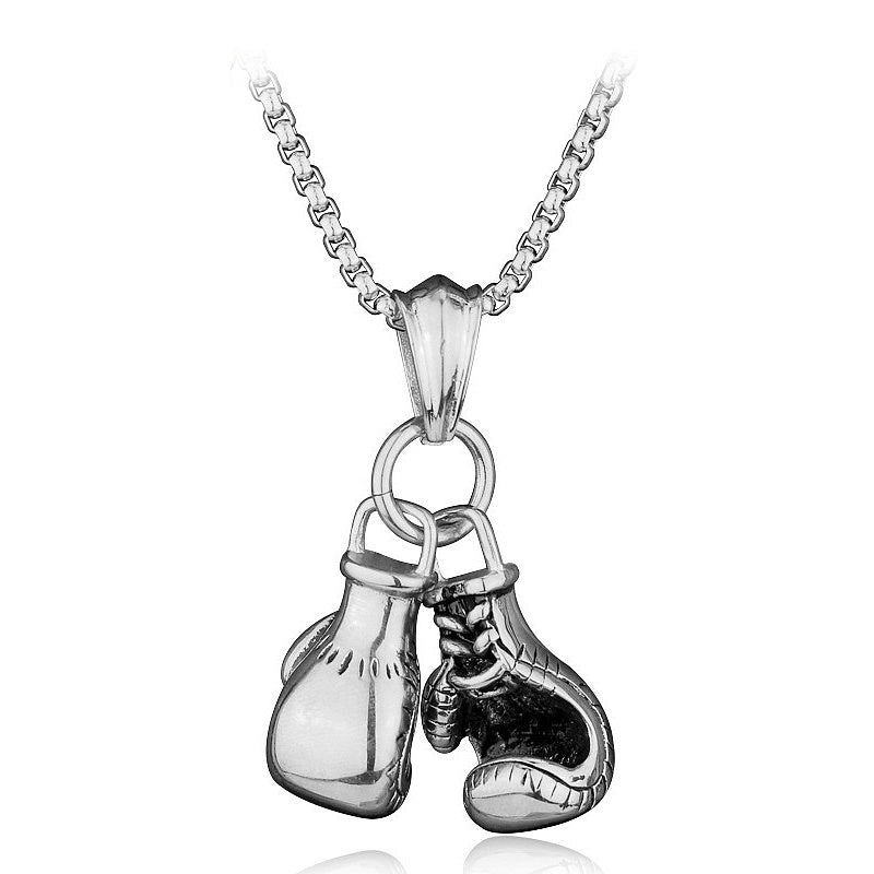 Personalized Punk Double Boxing Gloves Pendant Necklace For Men
