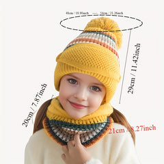 Kids Winter Knitted Hat & Scarf Set, Ages 4-10
