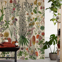Green Floral Print Shower Curtain Waterproof Fabric Bathroom Decor 180x180