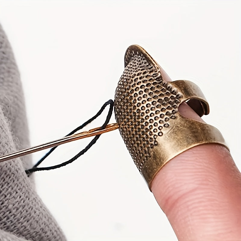 2pcs Adjustable Retro Finger Thimble, Ancient Copper Thimble