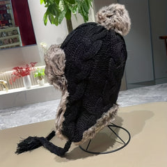 Christmas Thickened Warm Cycling Knitted Plush Ear Protection Hat