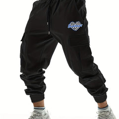 Sweetheart Letter Print Casual Comfy Slightly Stretch Joggers Men's Cargo Pants