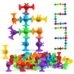 Baby Suction Toys Kids Bath Toys 40 Pieces Toddler Silicone Shower Building Toys