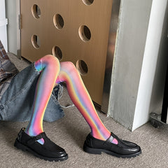Colorful Rainbow Thigh High Socks for Women