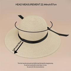 Foldable Straw Hat All-match Beach Sun Bucket Hat