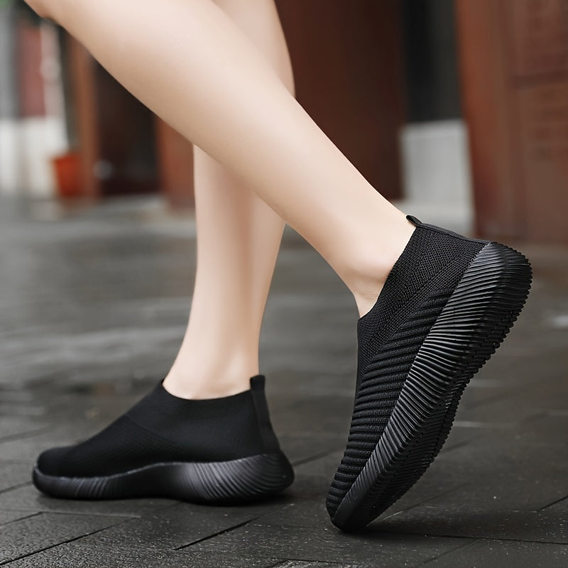 Women's Breathable Knit Sneakers Soft Sole Low Top Casual Shoes