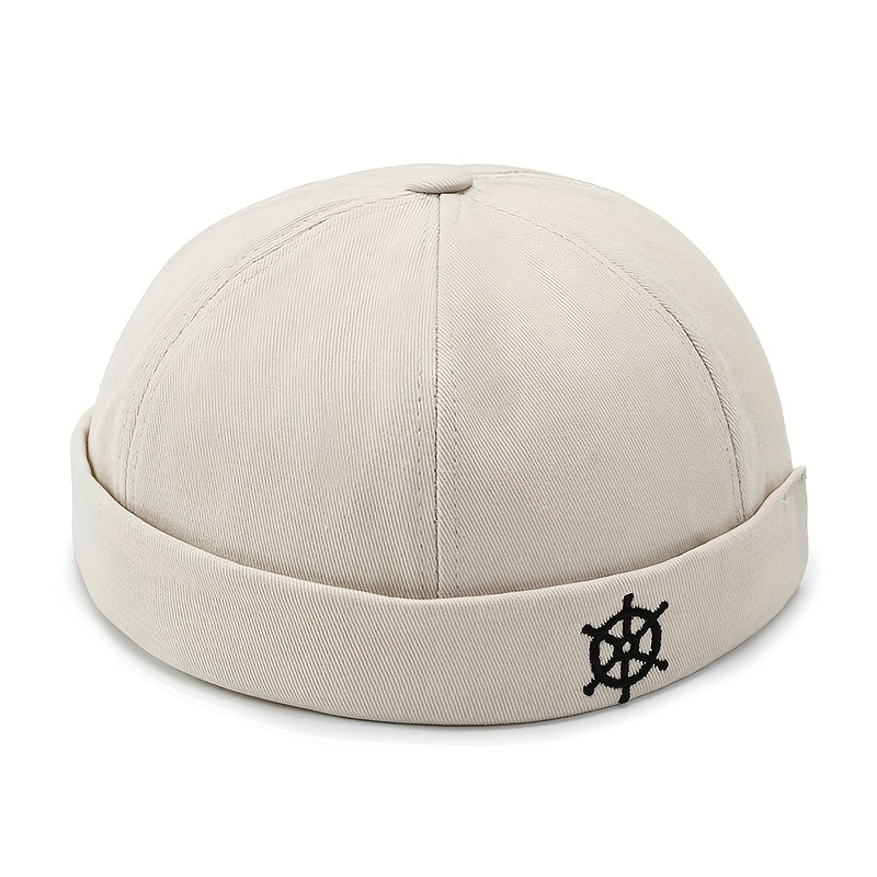 Rudder Embroidery Docker Cap Unisex Beanie Solid Skull Hat Casual Lightweight