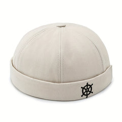 Rudder Embroidery Docker Cap Unisex Beanie Solid Skull Hat Casual Lightweight