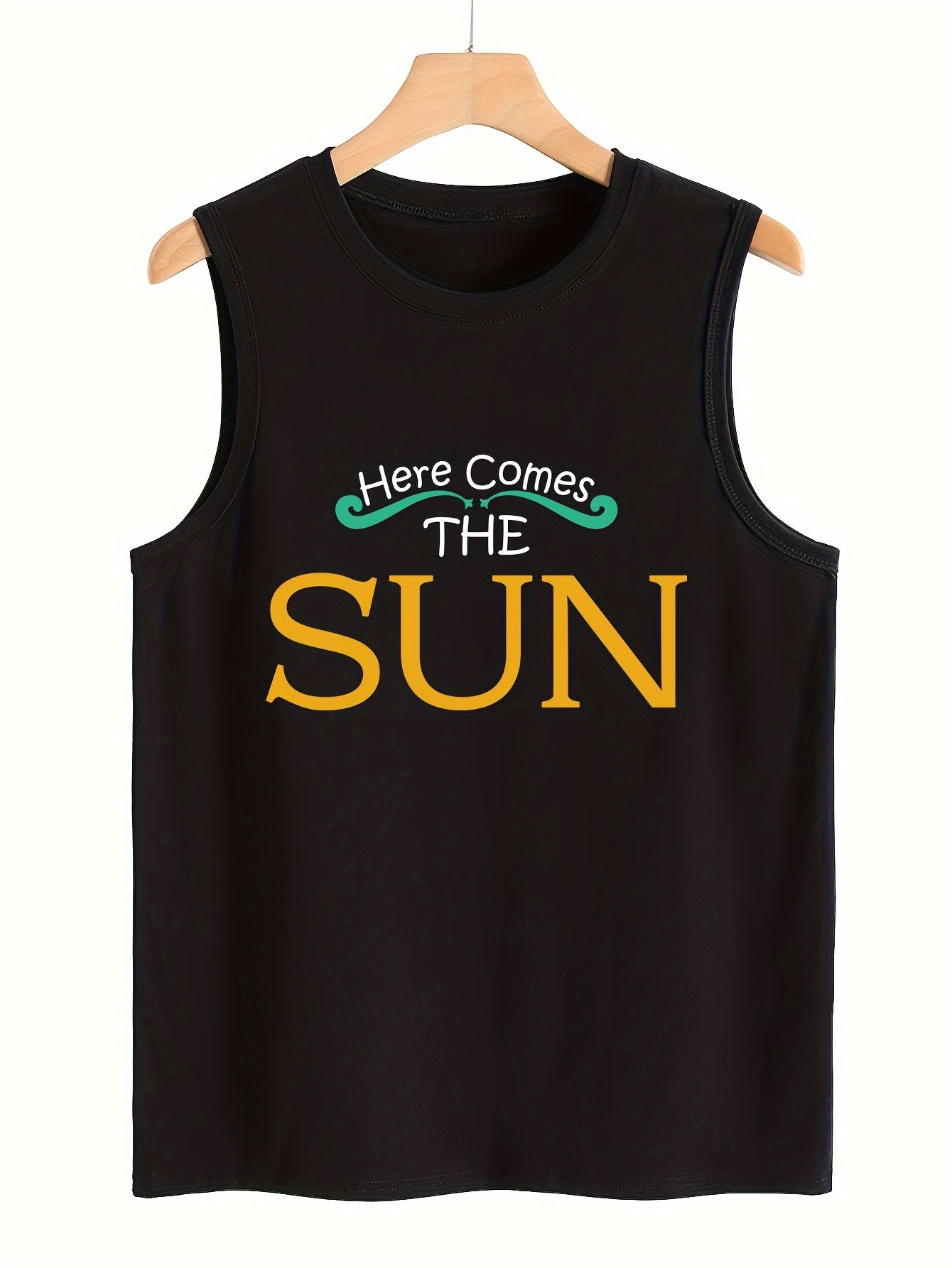 Letter Pattern Stretchy Sports Vest Round Neck Sleeveless Casual Top