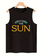 Letter Pattern Stretchy Sports Vest Round Neck Sleeveless Casual Top