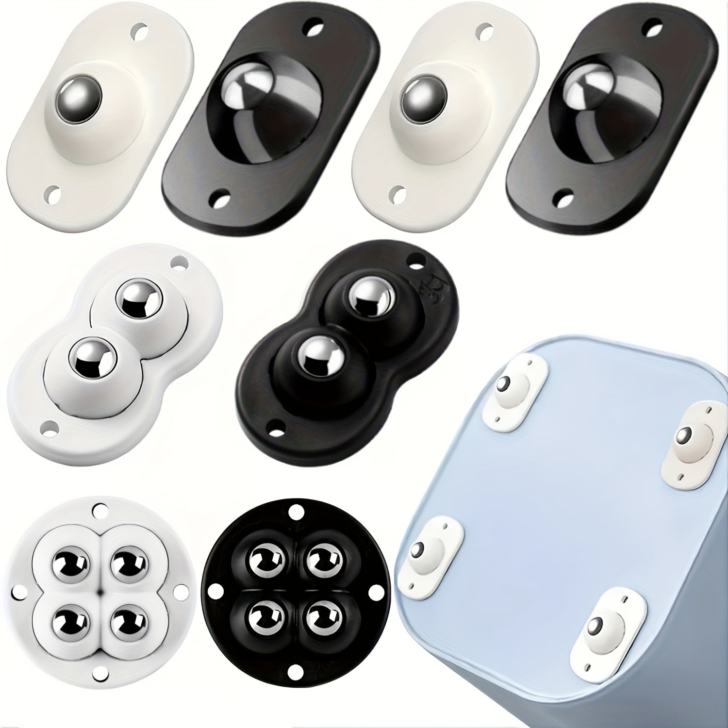 Set of 4 Self Adhesive Caster Wheels Mini Swivel Wheels 360 Degree