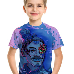 Terracotta Warrior Print Boy's Creative Tee Short Sleeve Crew Neck T-shirt