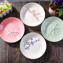 4 Pcs Japanese Ceramic Dinner Plates 20-32 Cm Various Styles Household Tableware