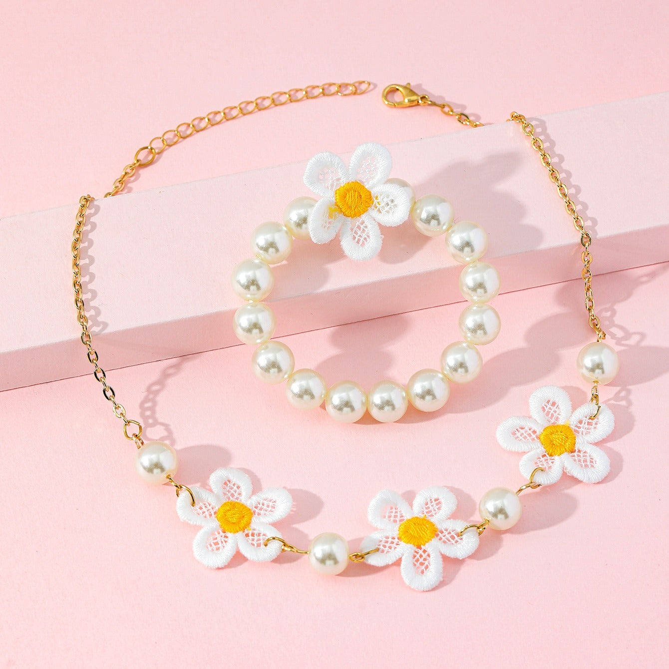 Girls Embroidered Flower Accessories Set