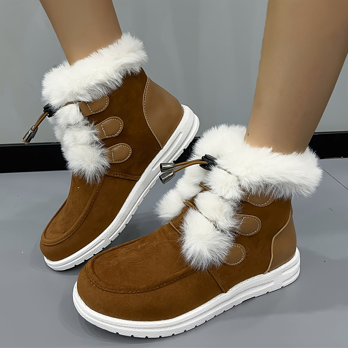 Women's Faux Fur Lined Plush Thermal Snow Boots High Top