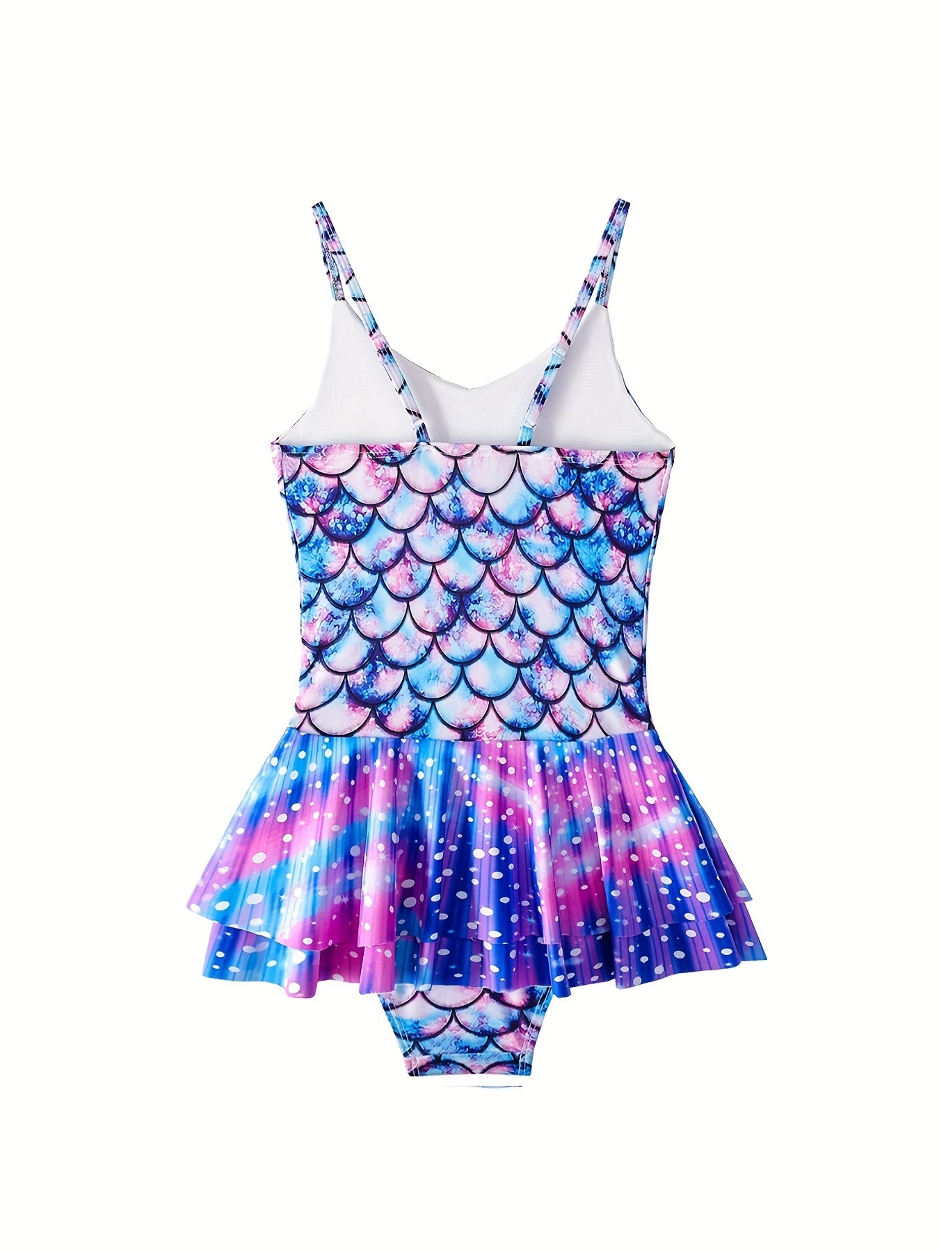 Toddler Girls Fish Scale Cami Swimsuit Ruffle Trim