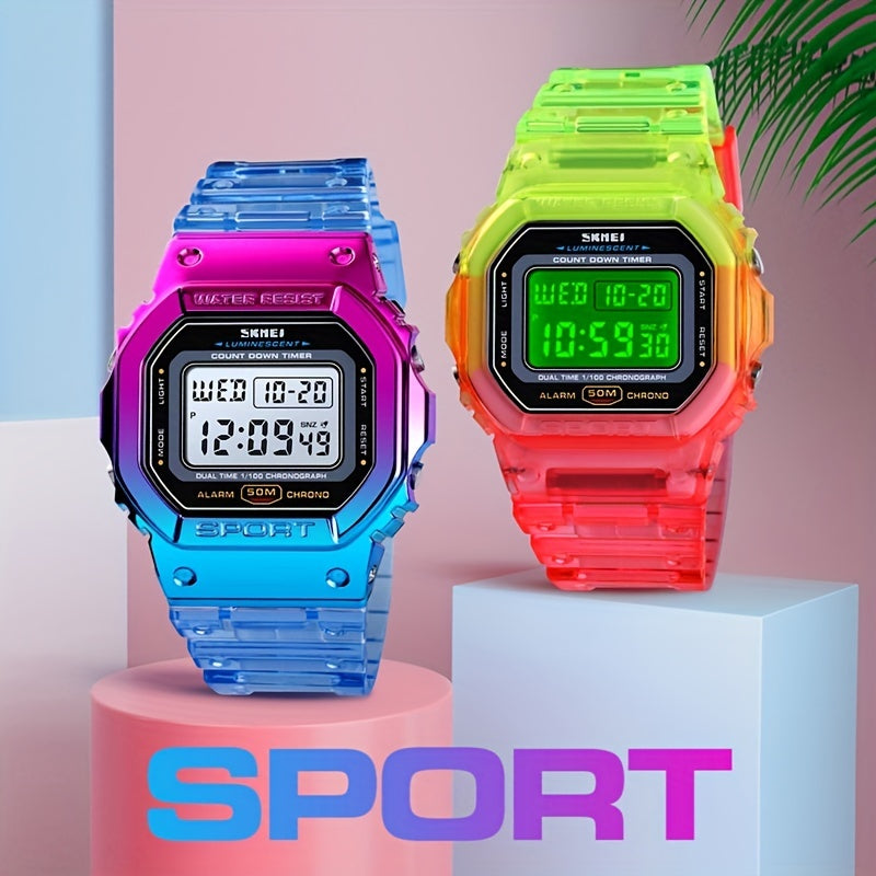 Kids Waterproof Chronograph Watch Colorful Contrast