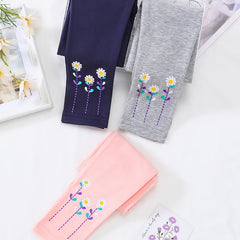 Girls Flower Print Soft Leggings Footless Tights Pants Kids Clothes