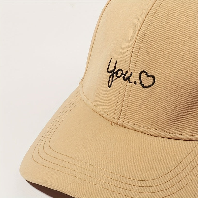 Love You Embroidery Baseball Cap Khaki Sun Hat Adjustable Breathable Dad Hats