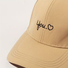 Love You Embroidery Baseball Cap Khaki Sun Hat Adjustable Breathable Dad Hats