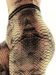 Snakeskin Print High Waist Yoga Legging Women's Activewear